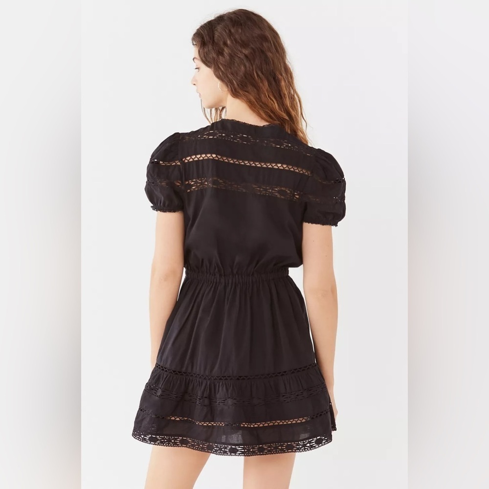 🖤 Urban Outfitters Luna Crotchet Button-Down Mini Dress - Picture 2 of 10